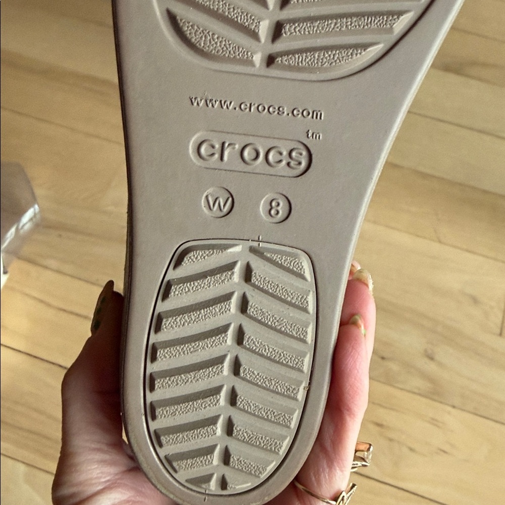 Crocs Brooklyn High Wedge Sandal Bone Mushroom Platform‎ Women Size 8 206222-2BC - Picture 8 of 11